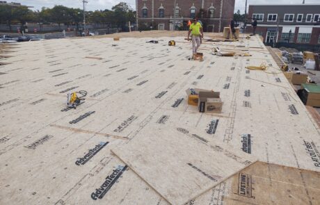 praiano-home-improvements-new-construction-bayshore-village-4 floor deck sheathing panels staged and fastened